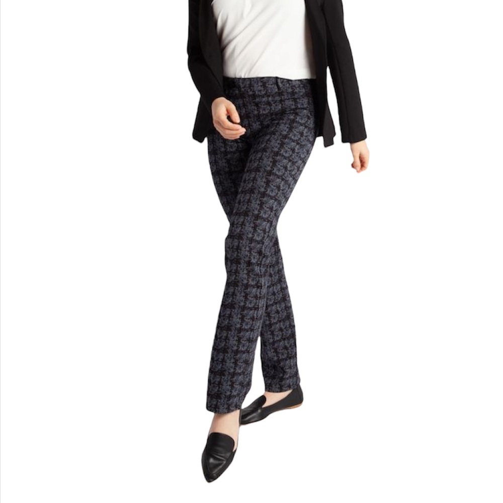 Betabrand Dress Pant Yoga Pants Straight Leg - Black and Gray Shibori - S
